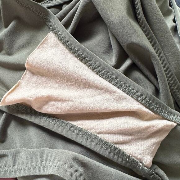 Norma Kamali Strapless Diana Ruched Dress Stretch Midi Olive Green Size XL - Picture 12 of 13